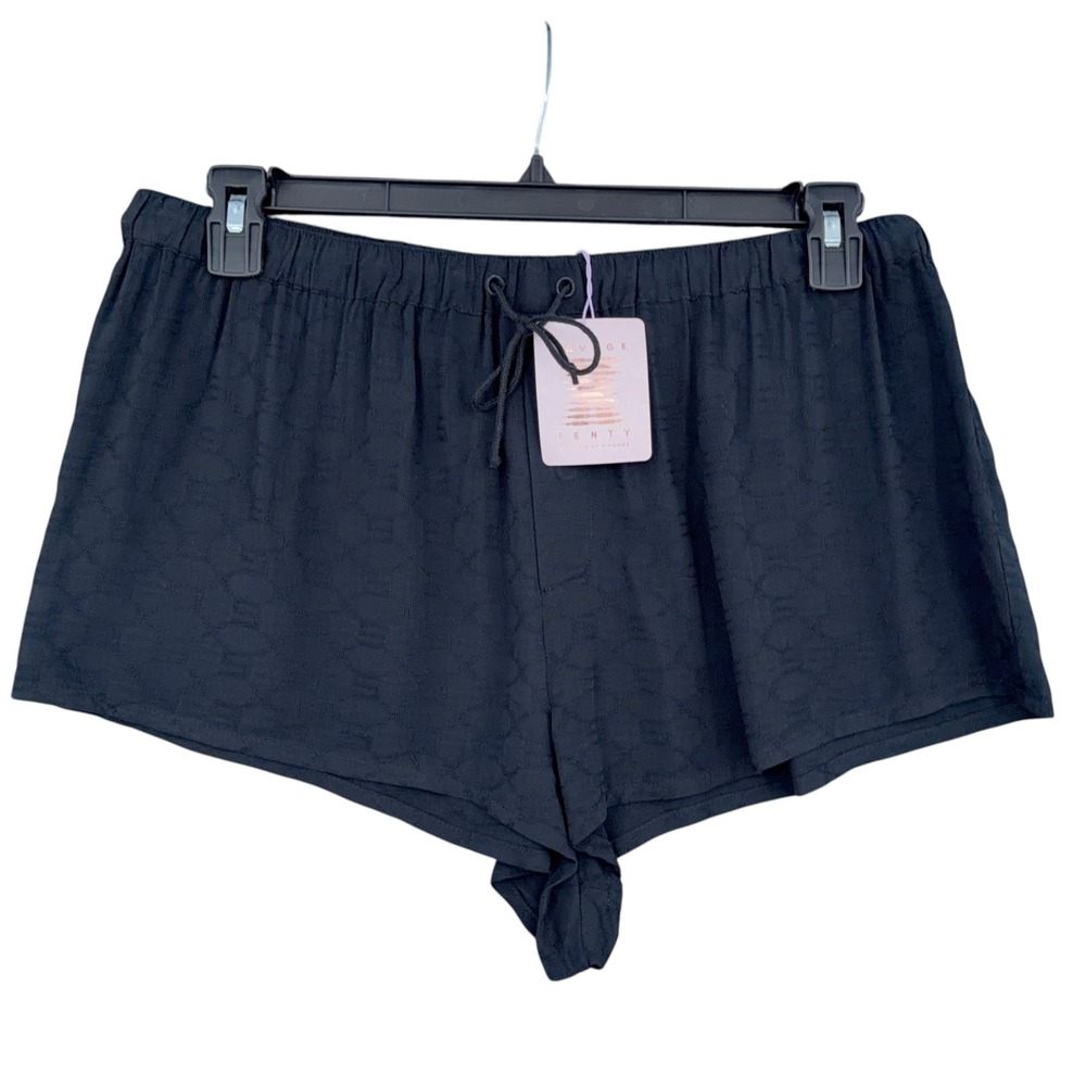 Savage X Fenty Sleep Shorts Womens XL Rayon Black Logo Jacquard